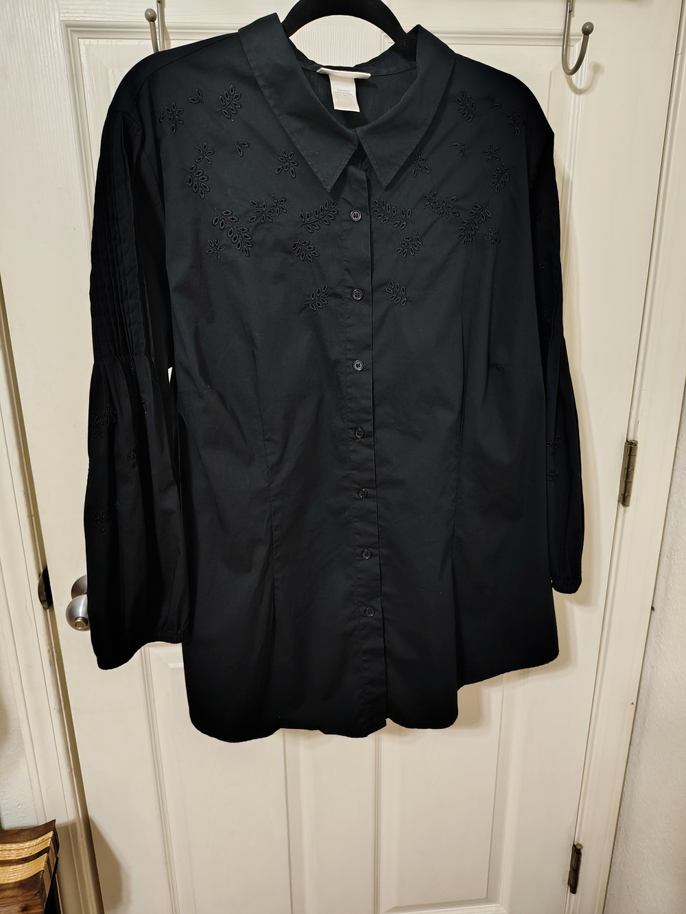 Soft Surroundings Plus Size Black Embroidered Eyelet Tunic Blouse 3X Excellent
